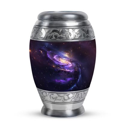 Purple Personalized Galaxy Memorial Urn for Human Ashes - 10-inch, 200 cu in - Yatskia