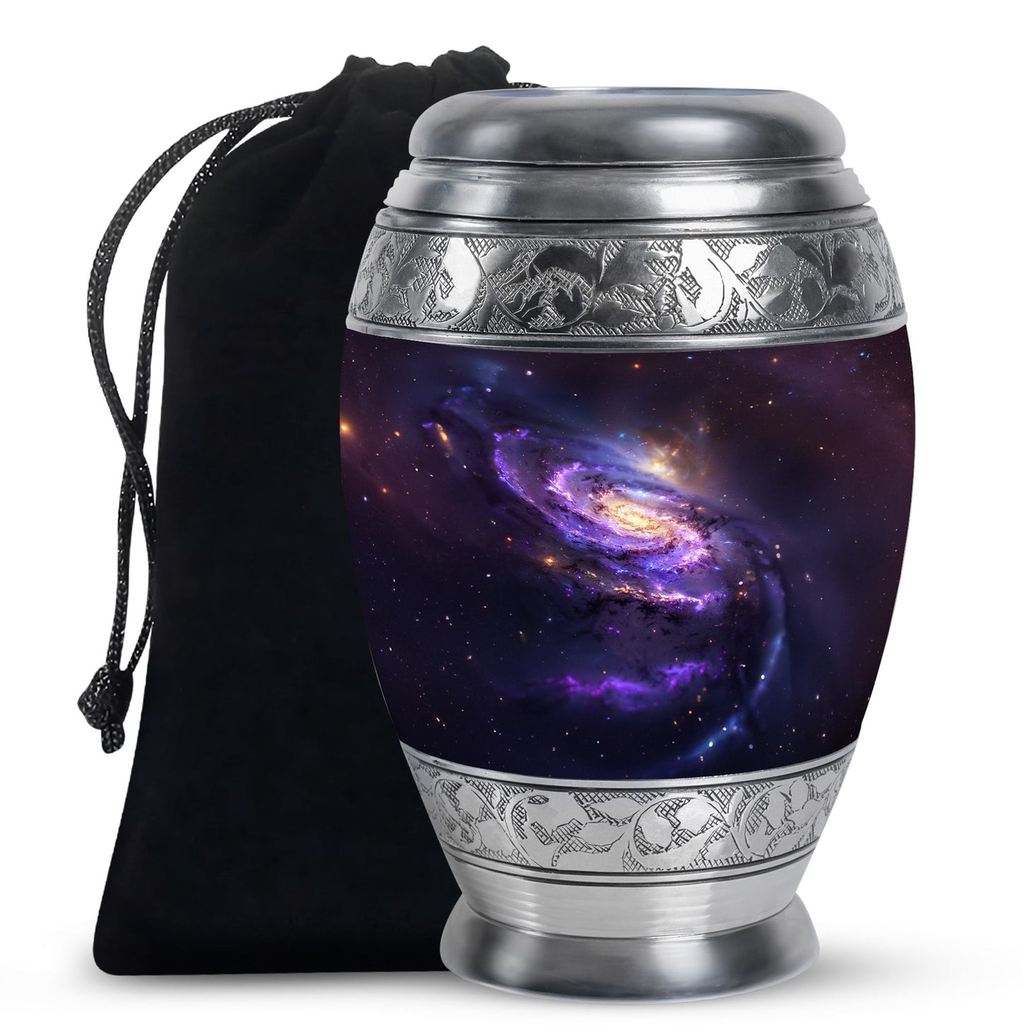 Purple Personalized Galaxy Memorial Urn for Human Ashes - 10-inch, 200 cu in - Yatskia