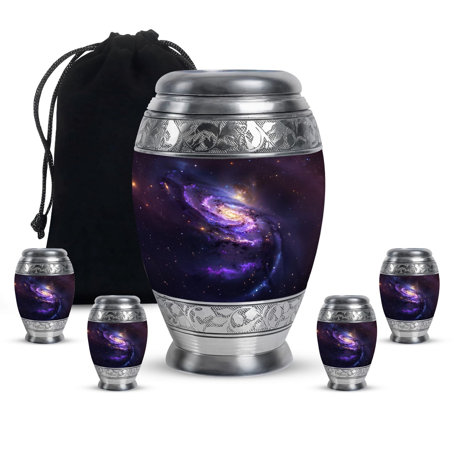 Purple Personalized Galaxy Memorial Urn for Human Ashes - 10-inch, 200 cu in - Yatskia