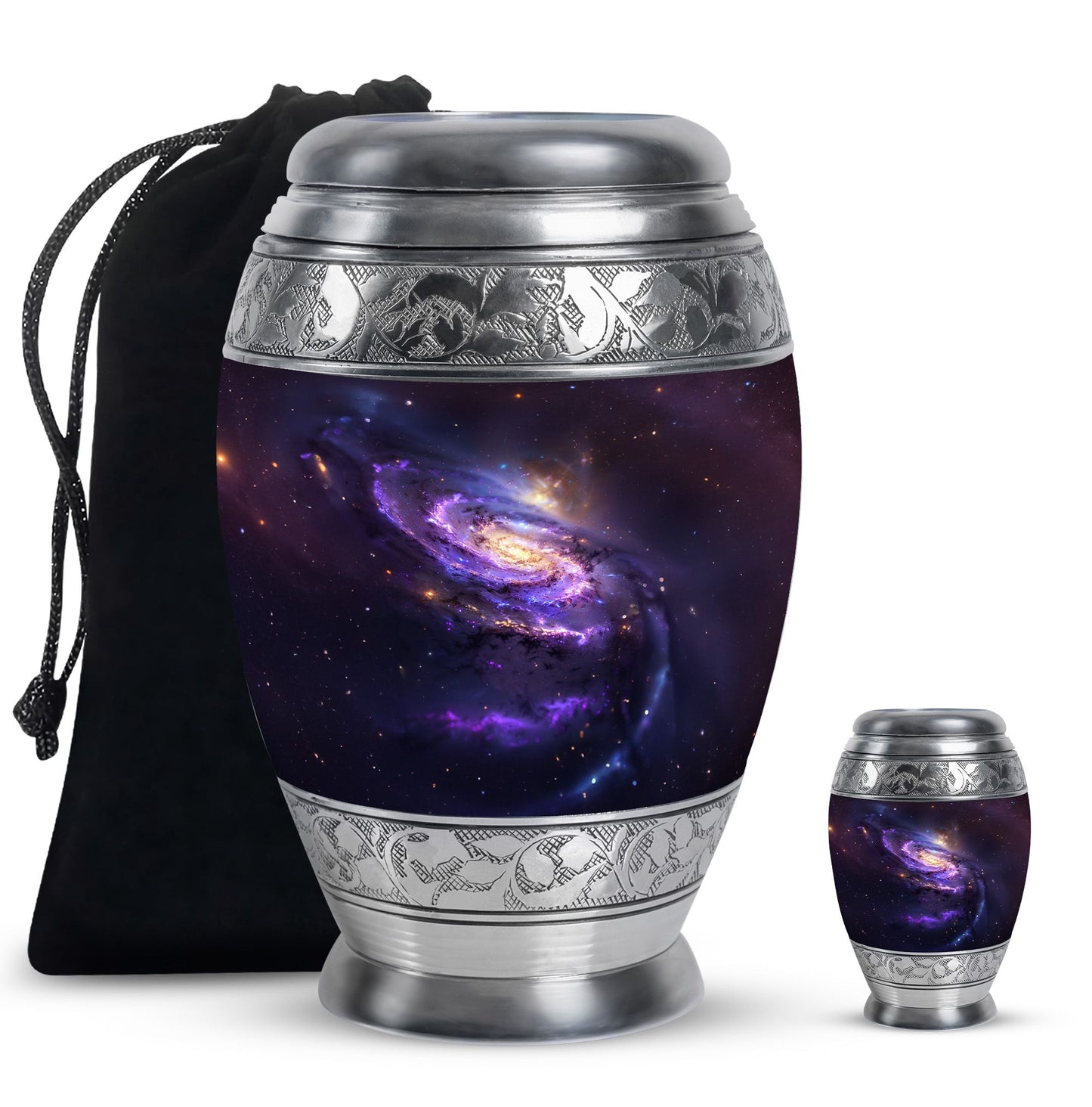 Purple Personalized Galaxy Memorial Urn for Human Ashes - 10-inch, 200 cu in - Yatskia
