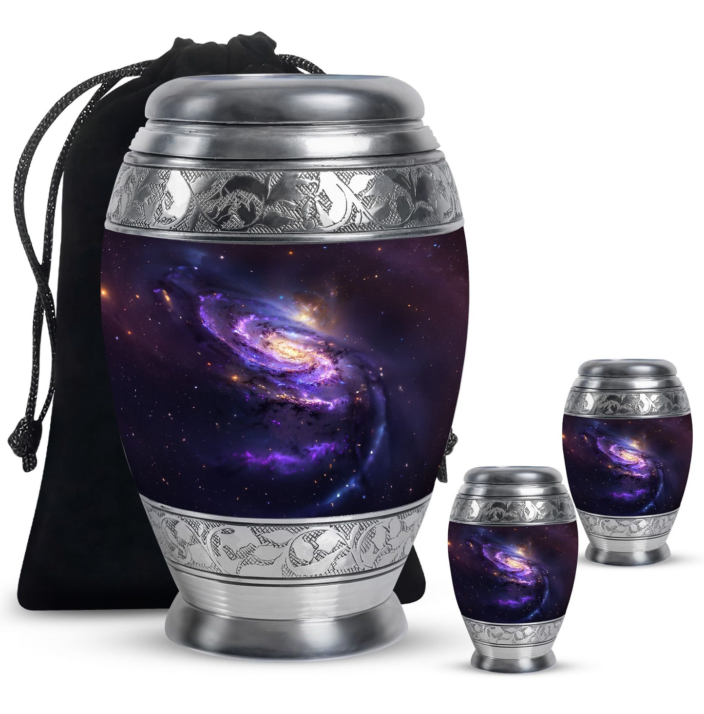 Purple Personalized Galaxy Memorial Urn for Human Ashes - 10-inch, 200 cu in - Yatskia