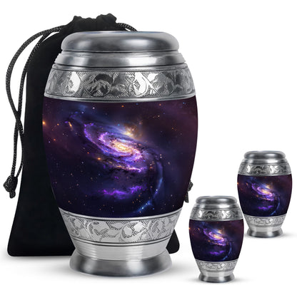 Purple Personalized Galaxy Memorial Urn for Human Ashes - 10-inch, 200 cu in - Yatskia