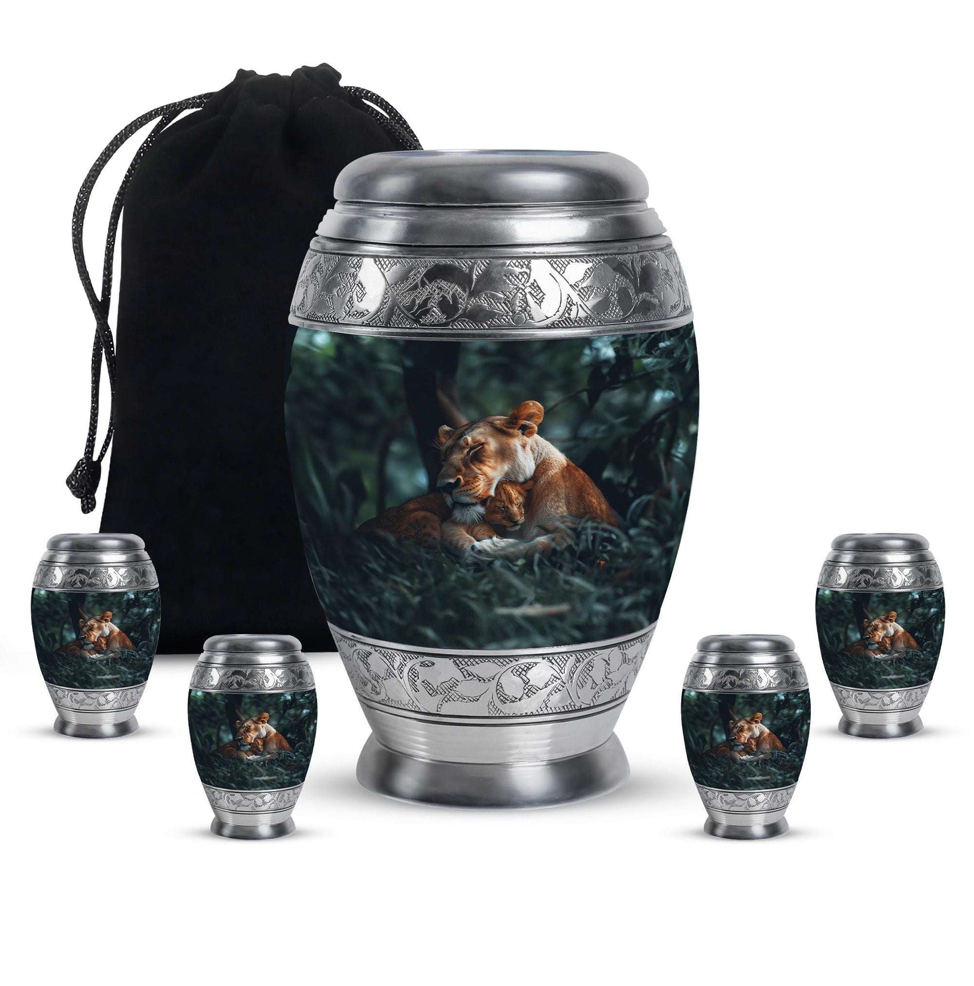 Lioness And Cub Cremation Urn For Adults - Lion Urns For Men & Women