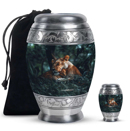 Lioness And Cub Cremation Urn For Adults - Lion Urns For Men & Women