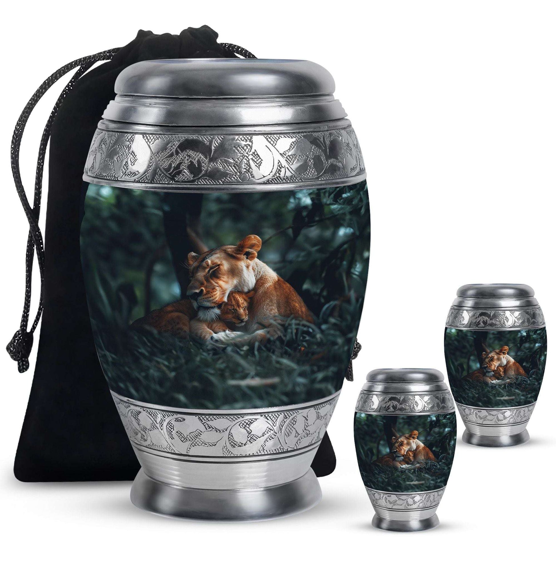 Lioness And Cub Cremation Urn For Adults - Lion Urns For Men & Women