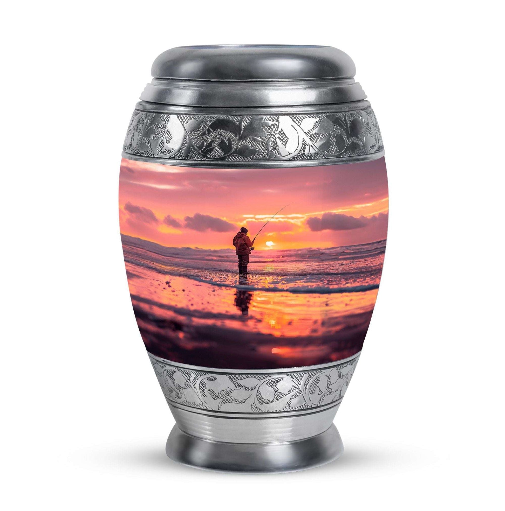 Ocean Fishing Cremation Urns For Ashes - Pink Memorial Urn For Father