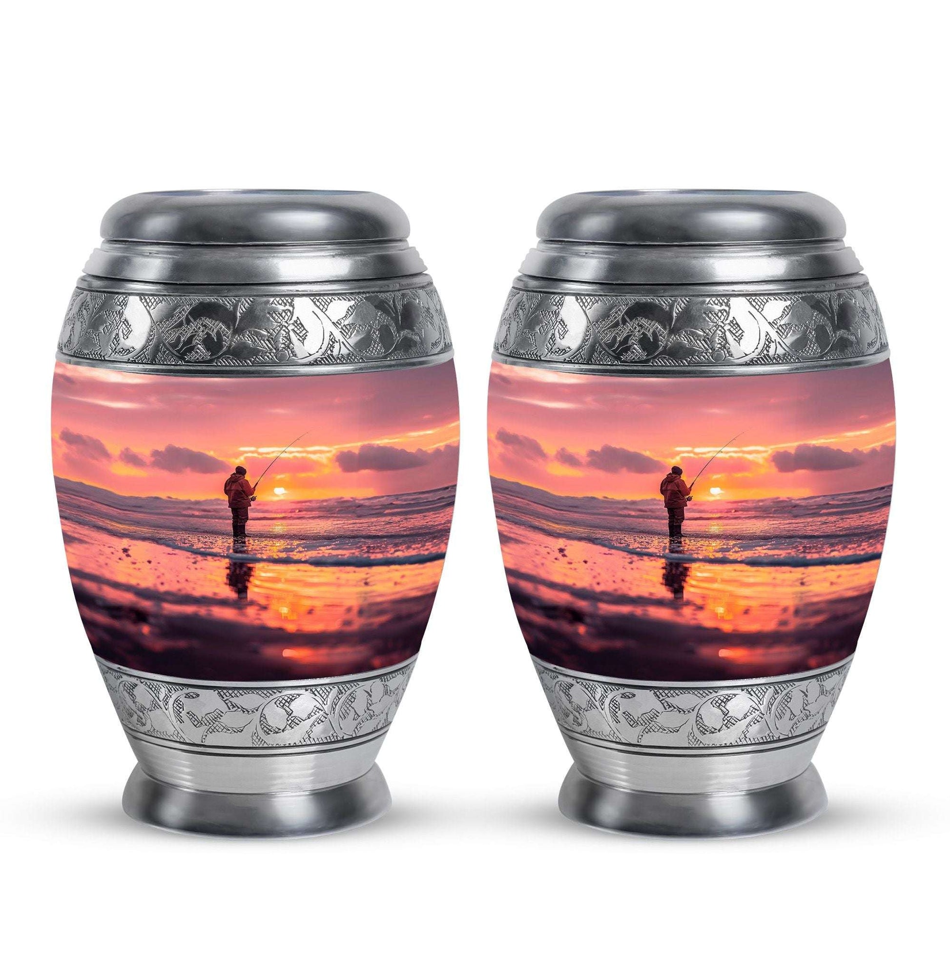 Ocean Fishing Cremation Urns For Ashes - Pink Memorial Urn For Father
