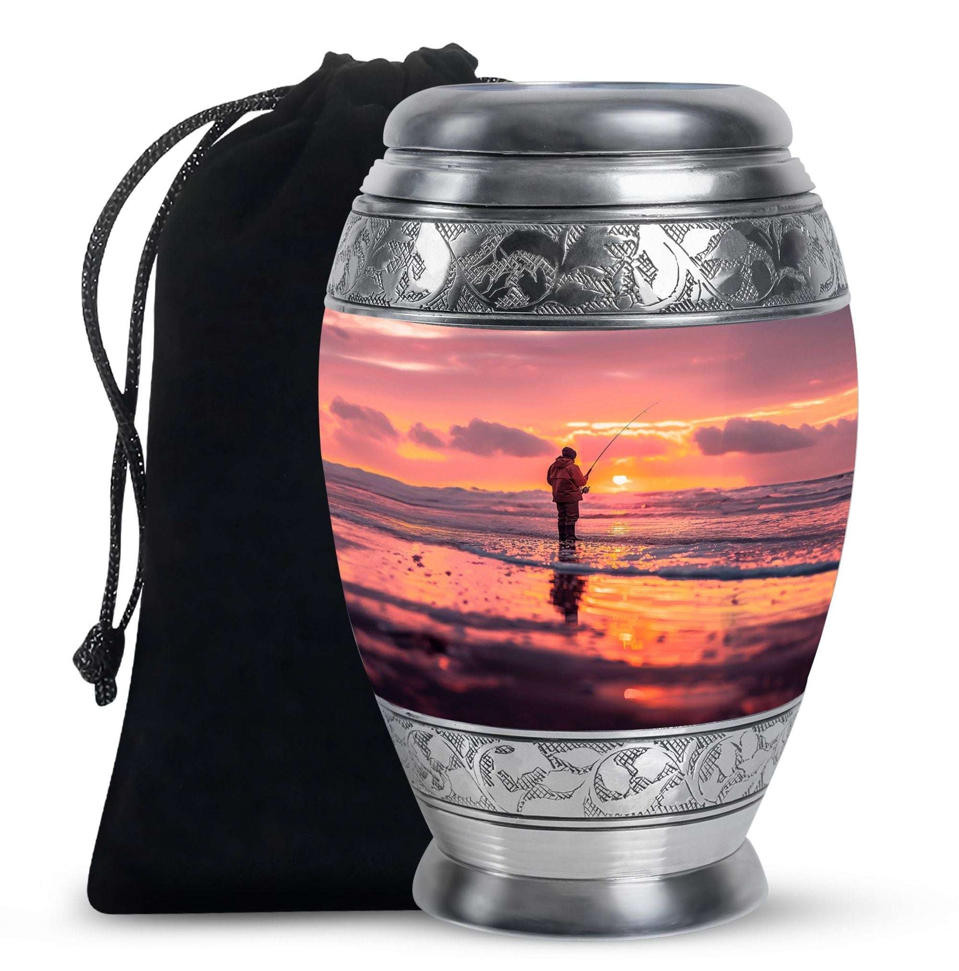 Ocean Fishing Cremation Urns For Ashes - Pink Memorial Urn For Father