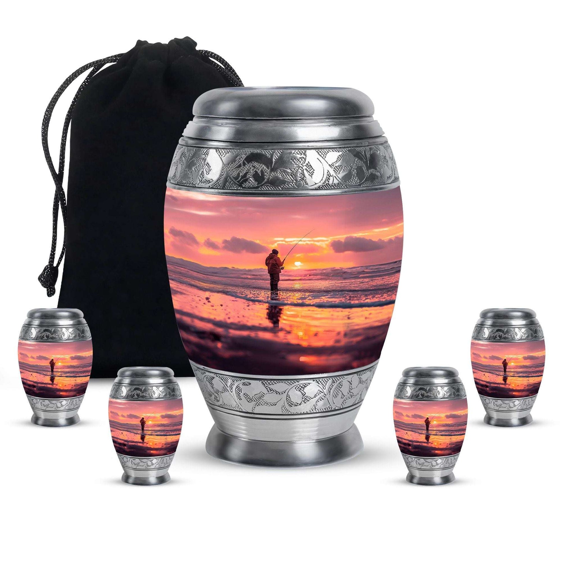 Ocean Fishing Cremation Urns For Ashes - Pink Memorial Urn For Father