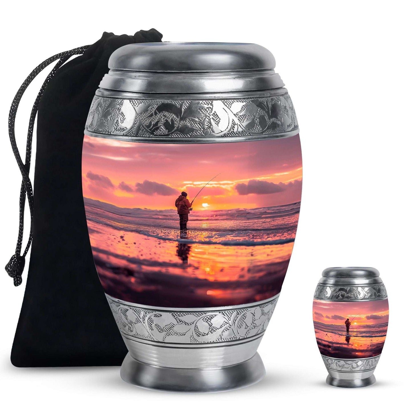 Ocean Fishing Cremation Urns For Ashes - Pink Memorial Urn For Father