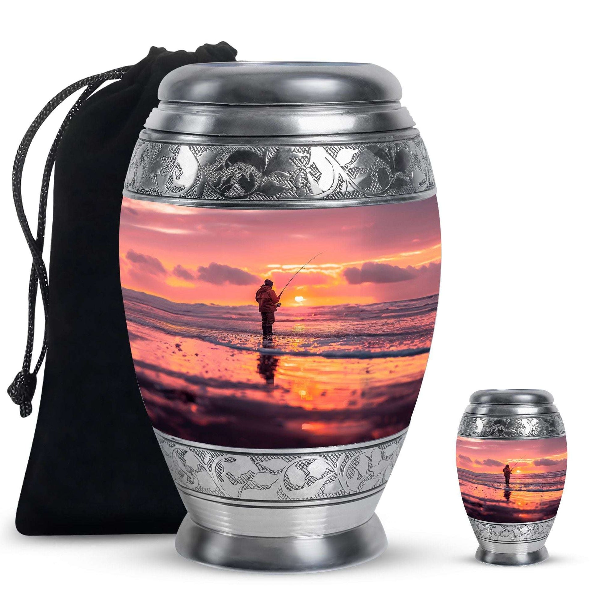 Ocean Fishing Cremation Urns For Ashes - Pink Memorial Urn For Father