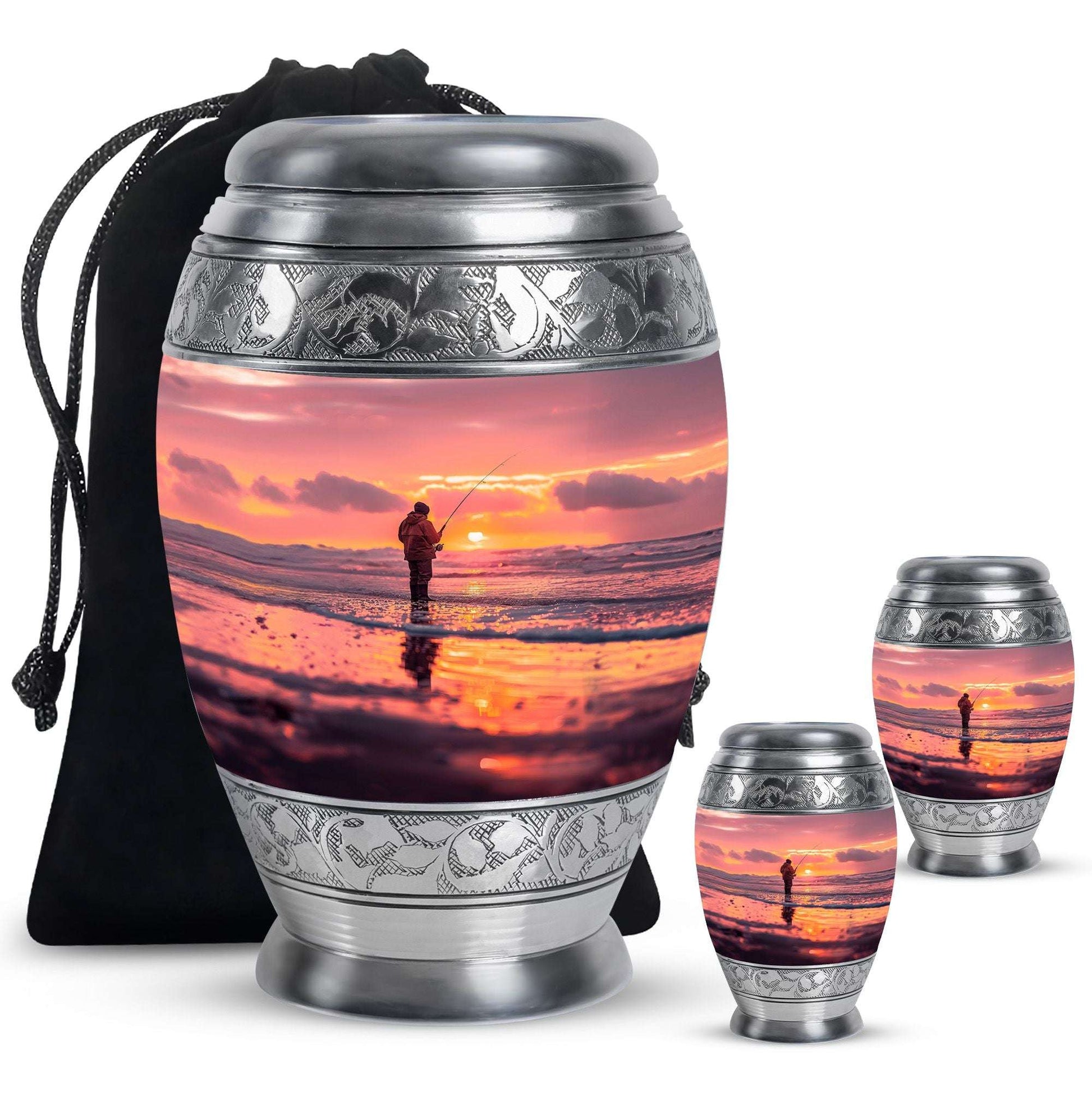 Ocean Fishing Cremation Urns For Ashes - Pink Memorial Urn For Father