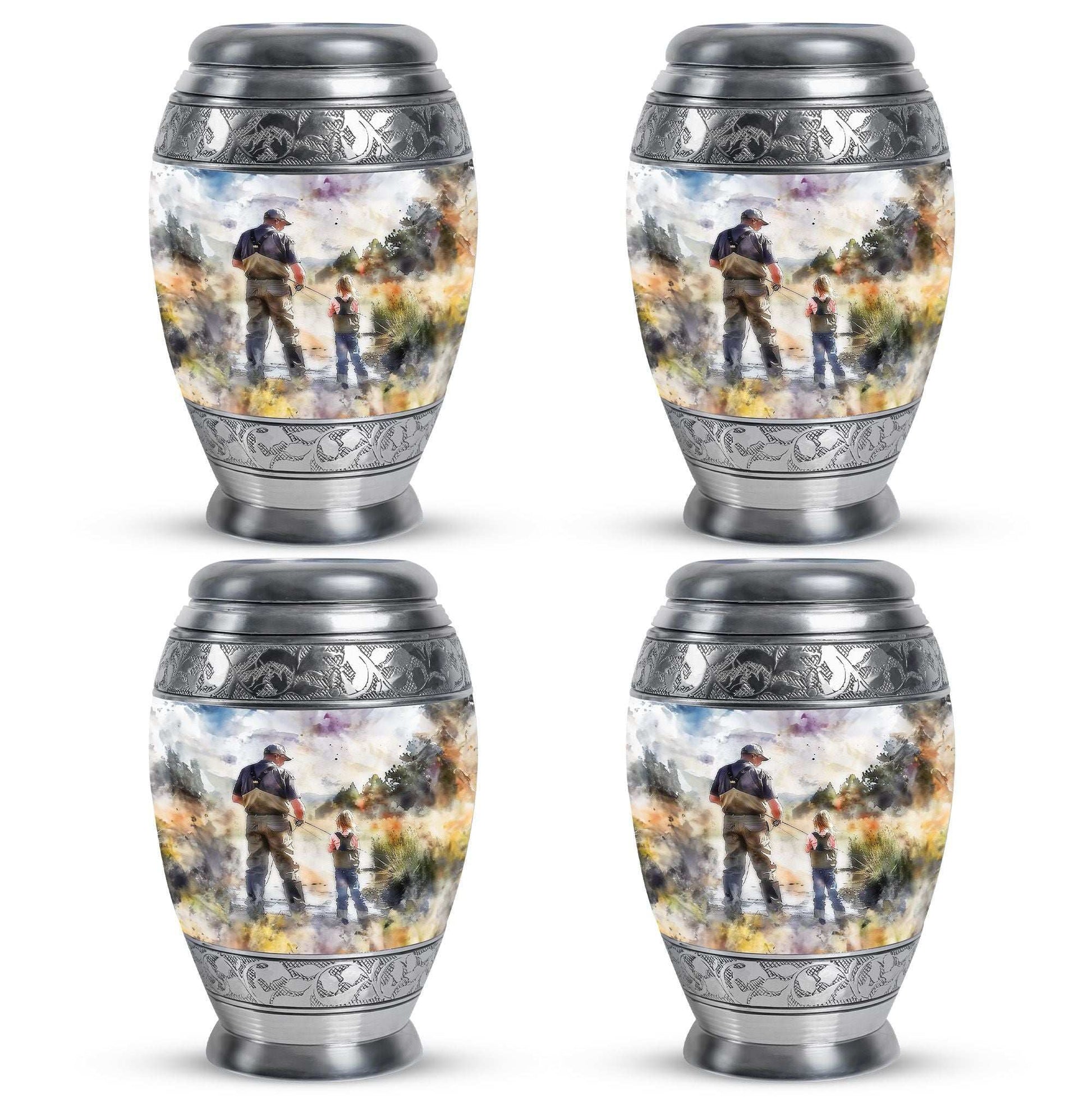 Artistic Fishing Cremation Ashes Urns - Father & Daughter Memorial Urn