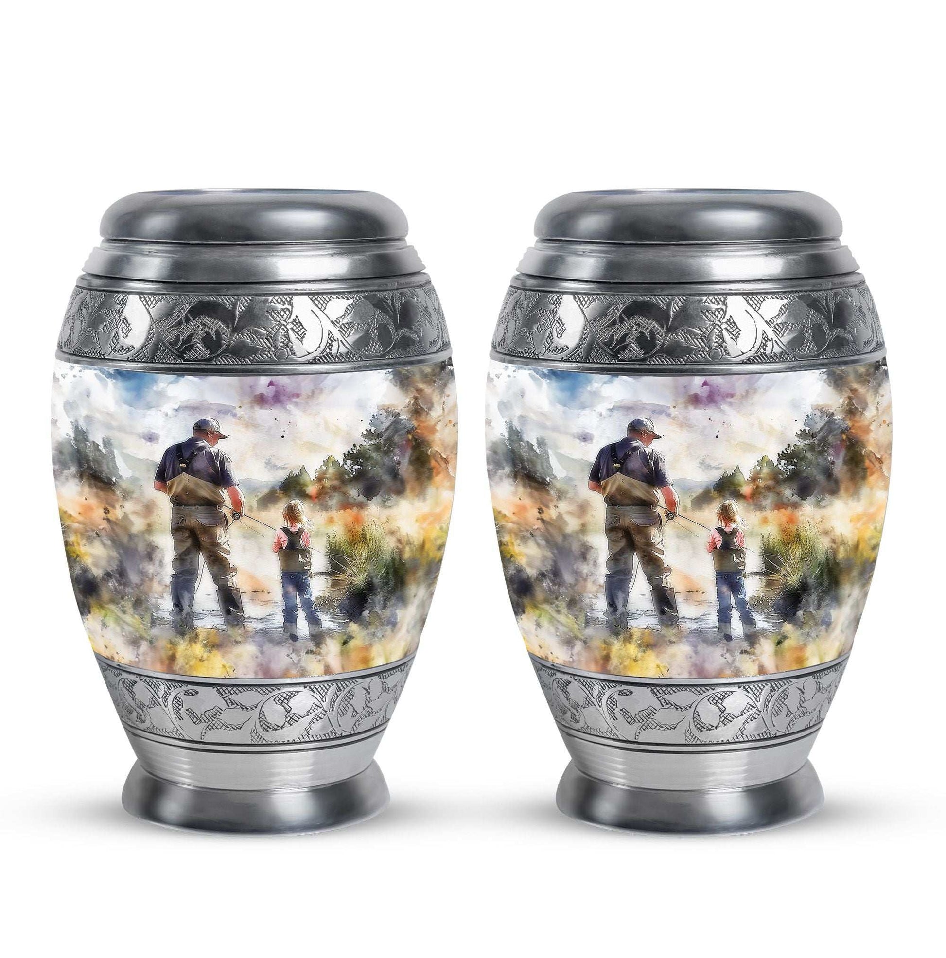 Artistic Fishing Cremation Ashes Urns - Father & Daughter Memorial Urn