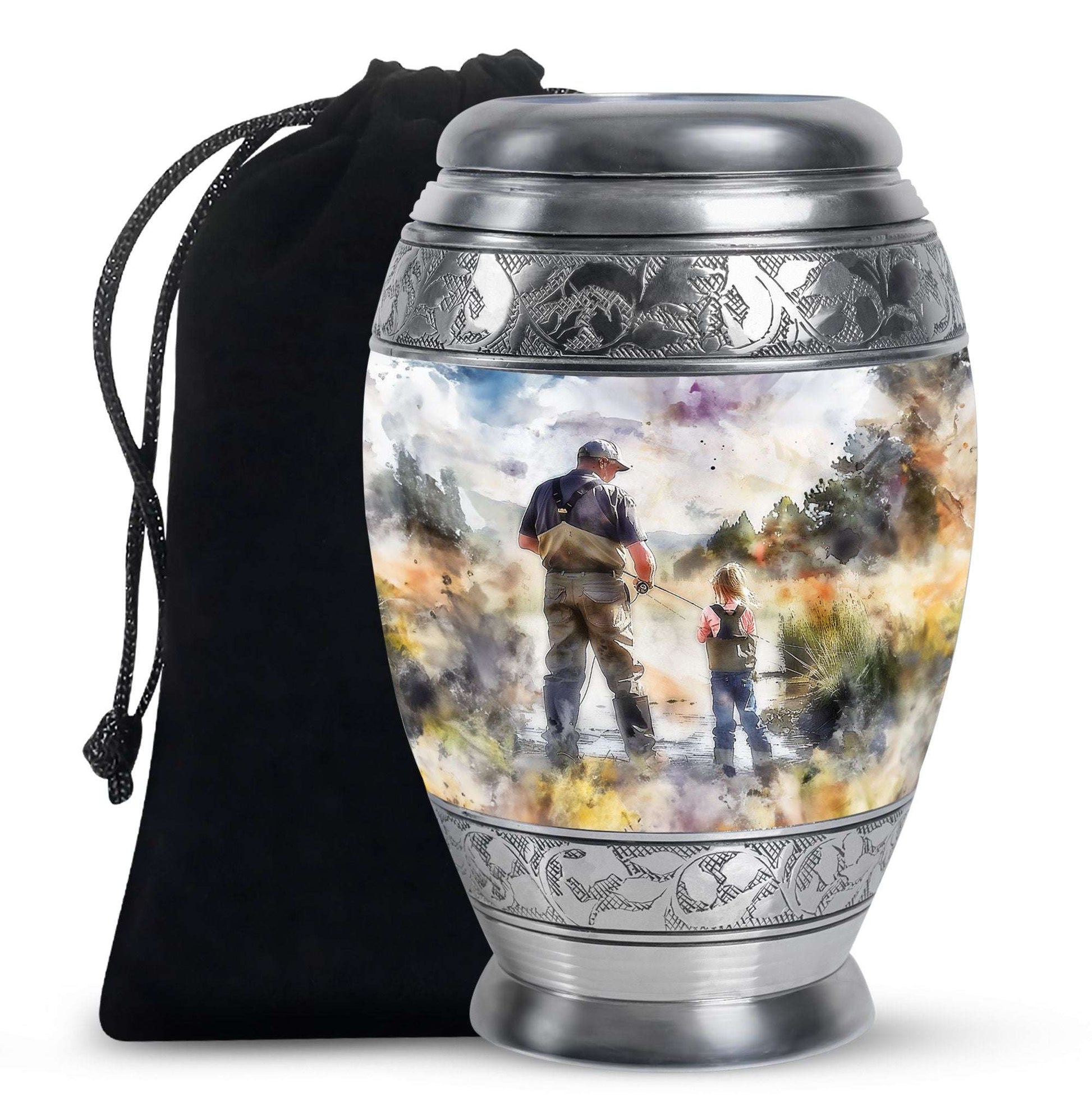 Artistic Fishing Cremation Ashes Urns - Father & Daughter Memorial Urn
