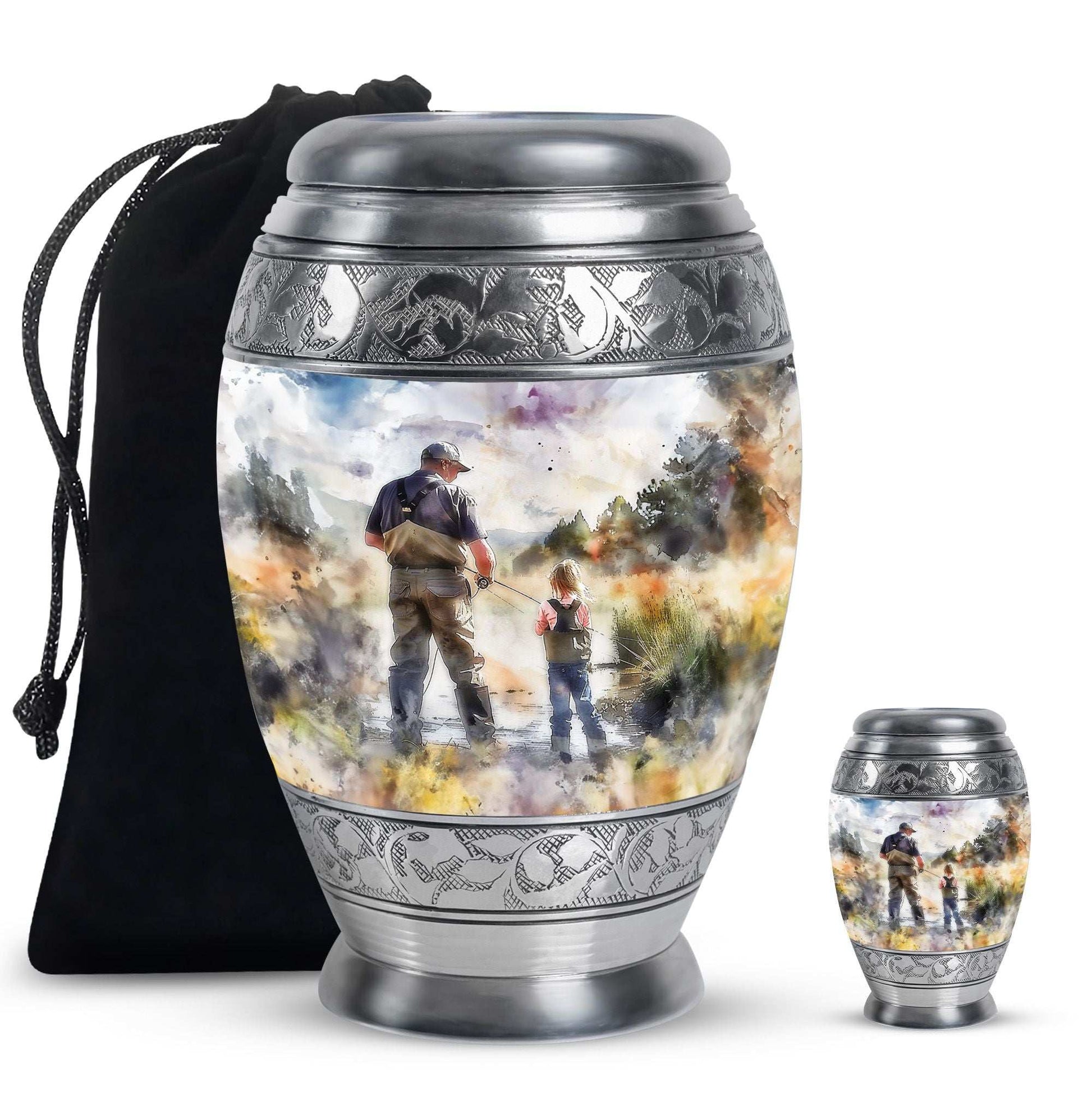 Artistic Fishing Cremation Ashes Urns - Father & Daughter Memorial Urn