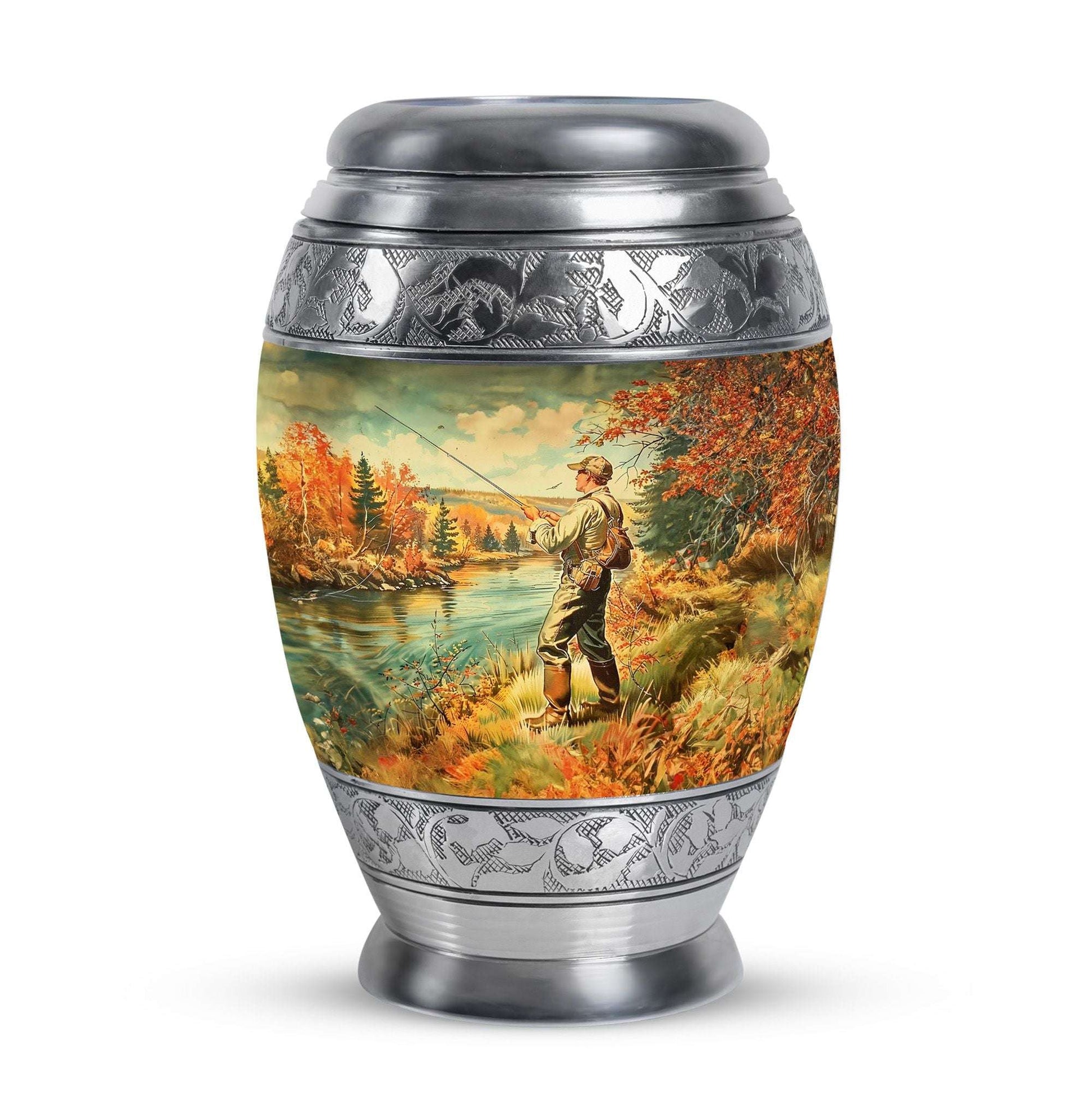 Artistic Fishing Memorial Urns Cremation Ashes - Large Urn For Mom & Dad