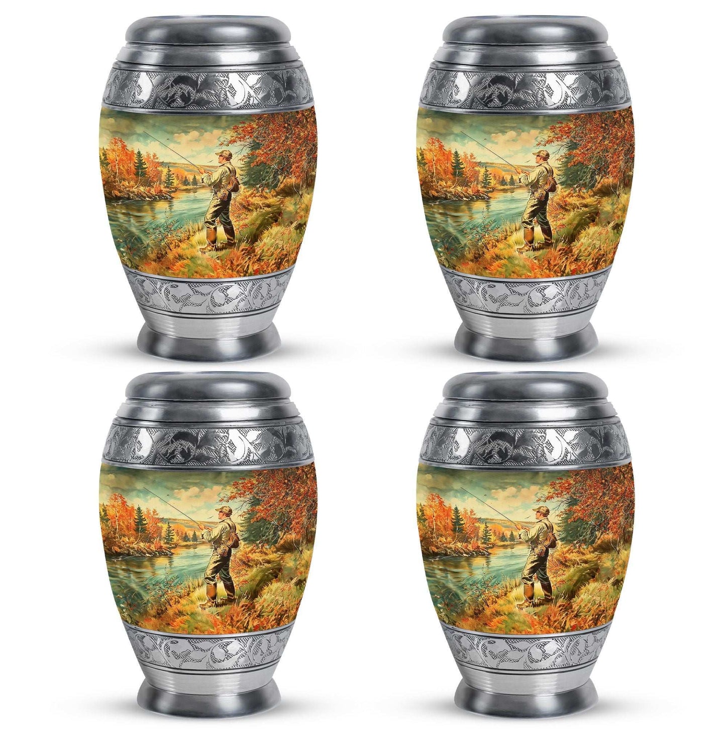 Artistic Fishing Memorial Urns Cremation Ashes - Large Urn For Mom & Dad