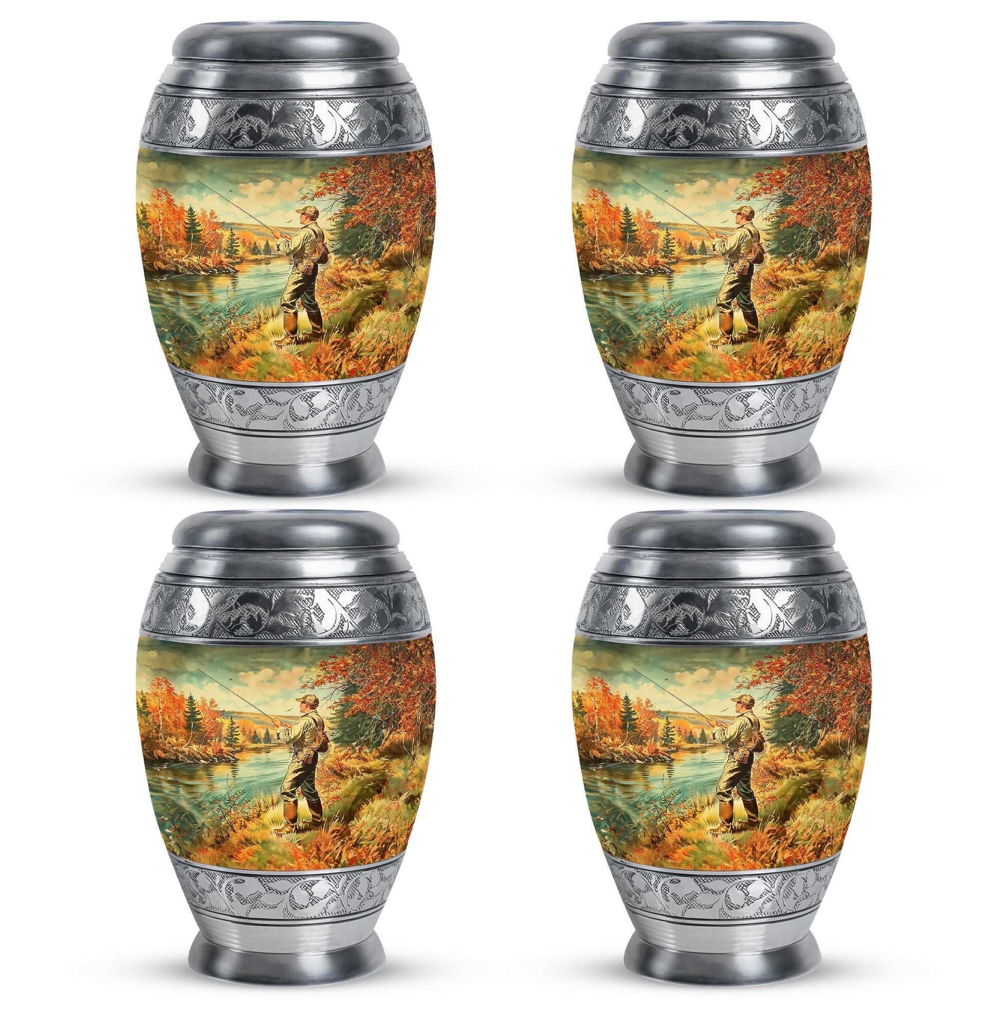 Artistic Fishing Memorial Urns Cremation Ashes - Large Urn For Mom & Dad