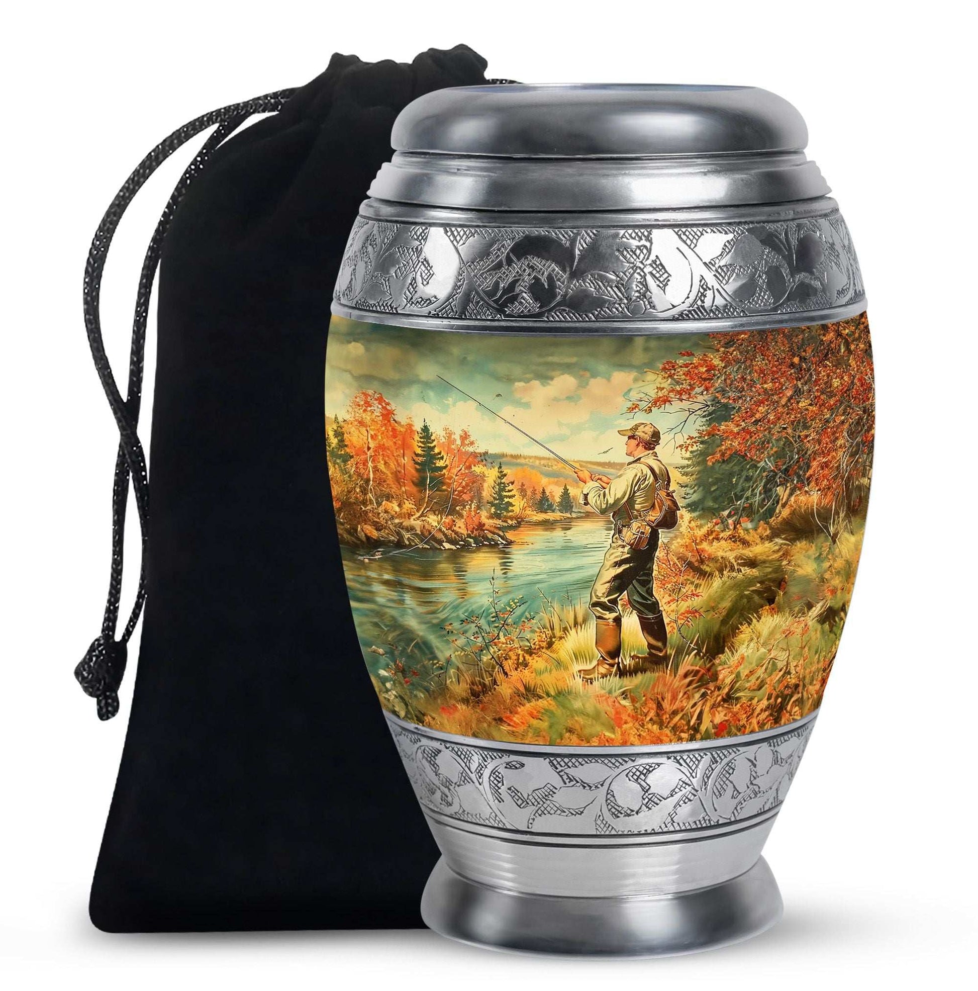 Artistic Fishing Memorial Urns Cremation Ashes - Large Urn For Mom & Dad