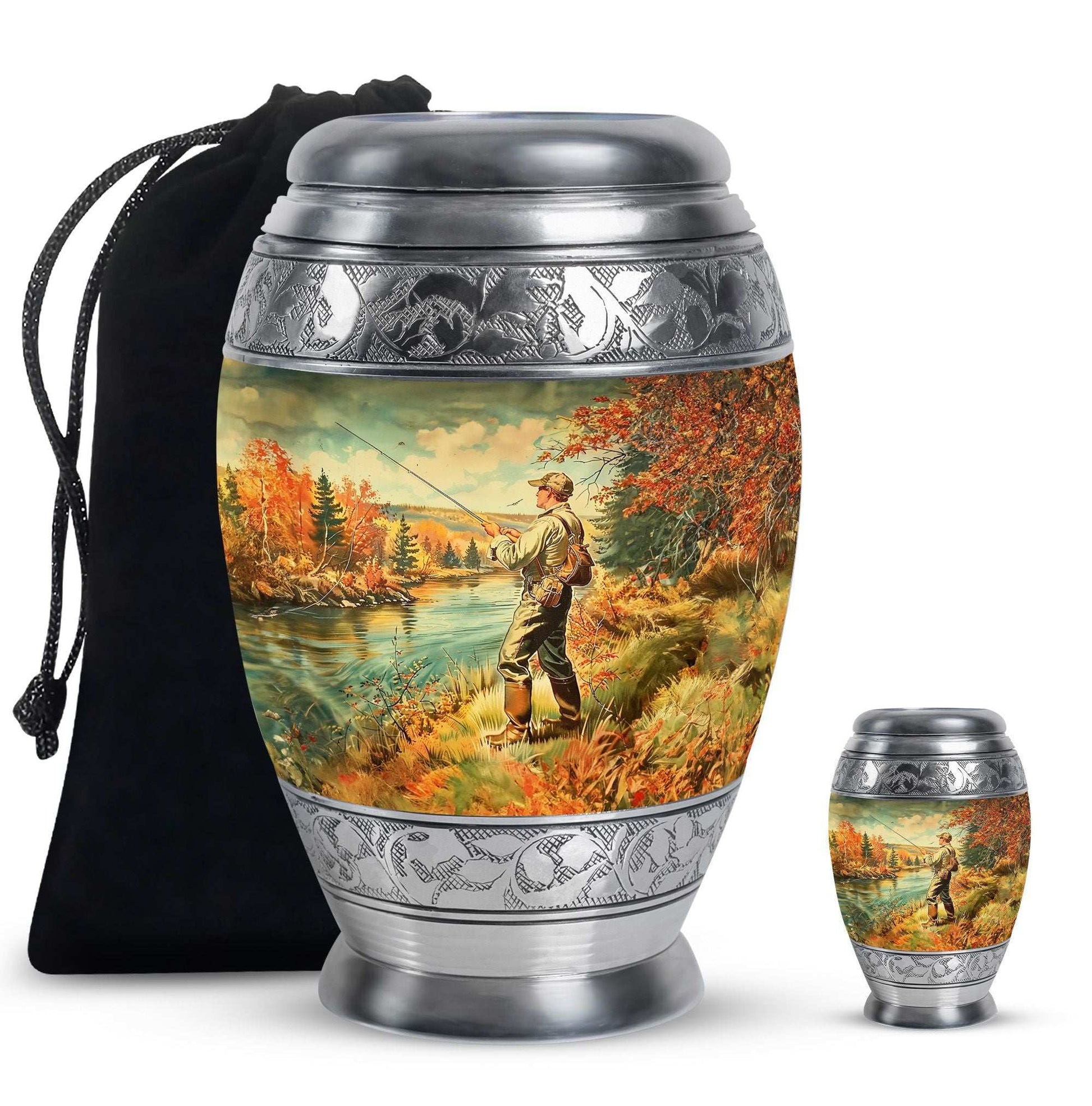 Artistic Fishing Memorial Urns Cremation Ashes - Large Urn For Mom & Dad