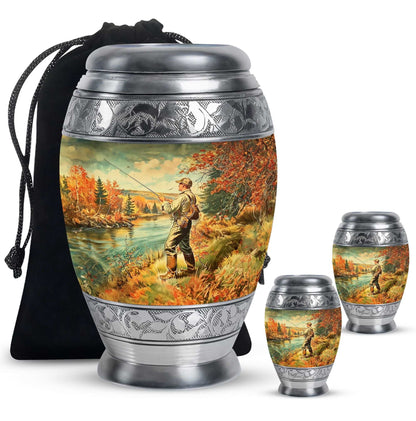 Artistic Fishing Memorial Urns Cremation Ashes - Large Urn For Mom & Dad
