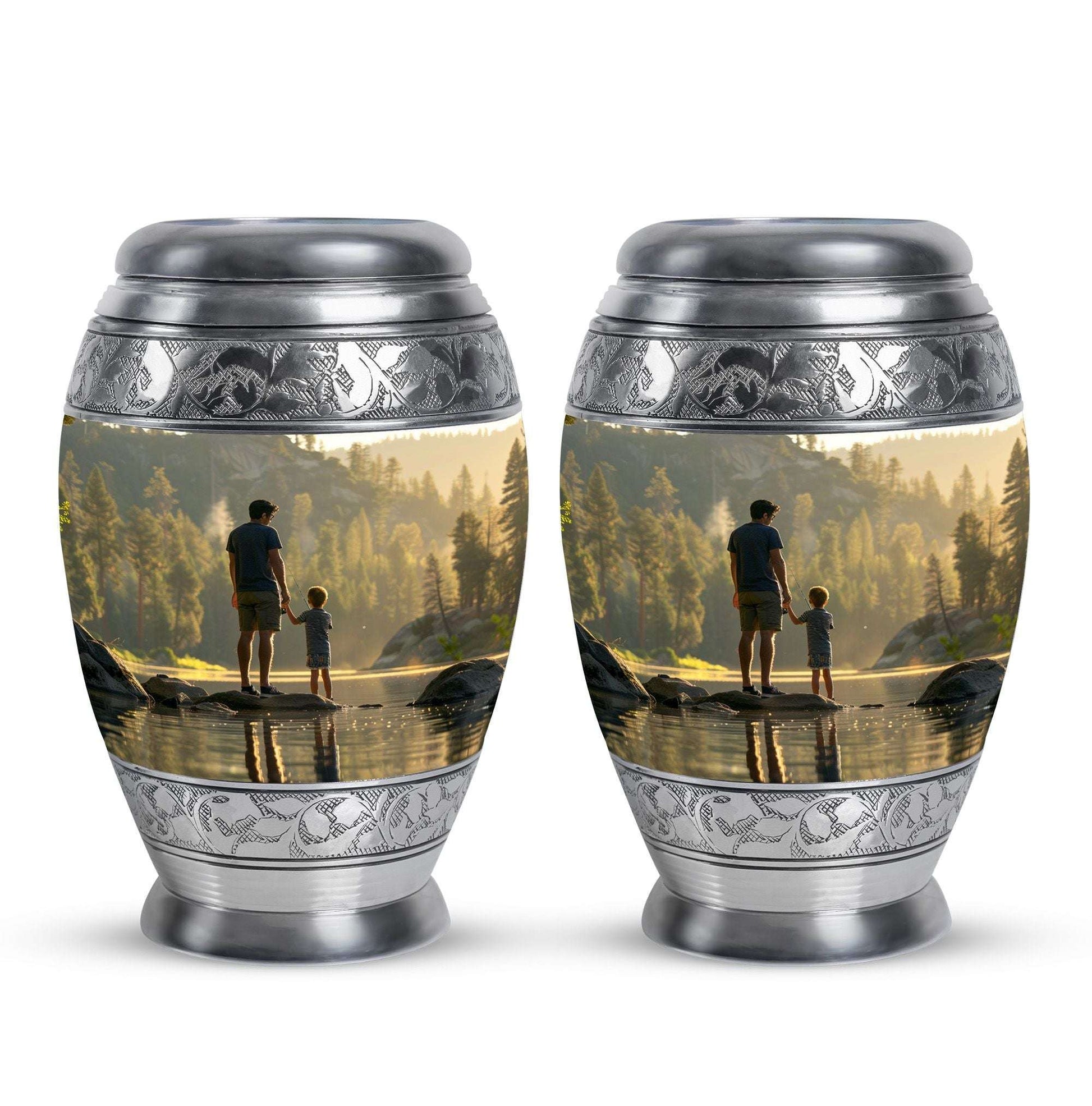 Father & Son Fishing Memorial Urn - Funeral Urns For Human Ashes