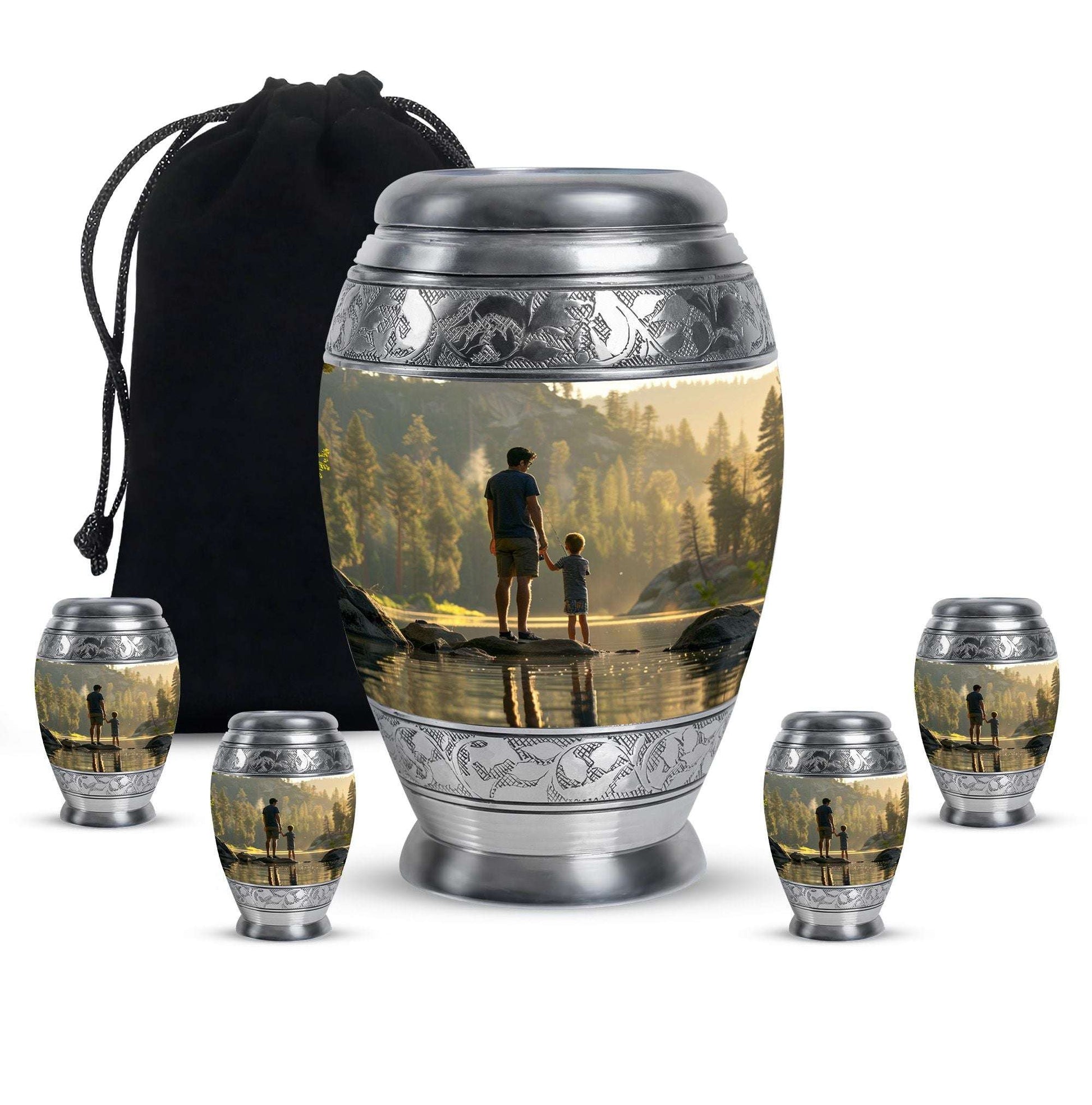Father & Son Fishing Memorial Urn - Funeral Urns For Human Ashes