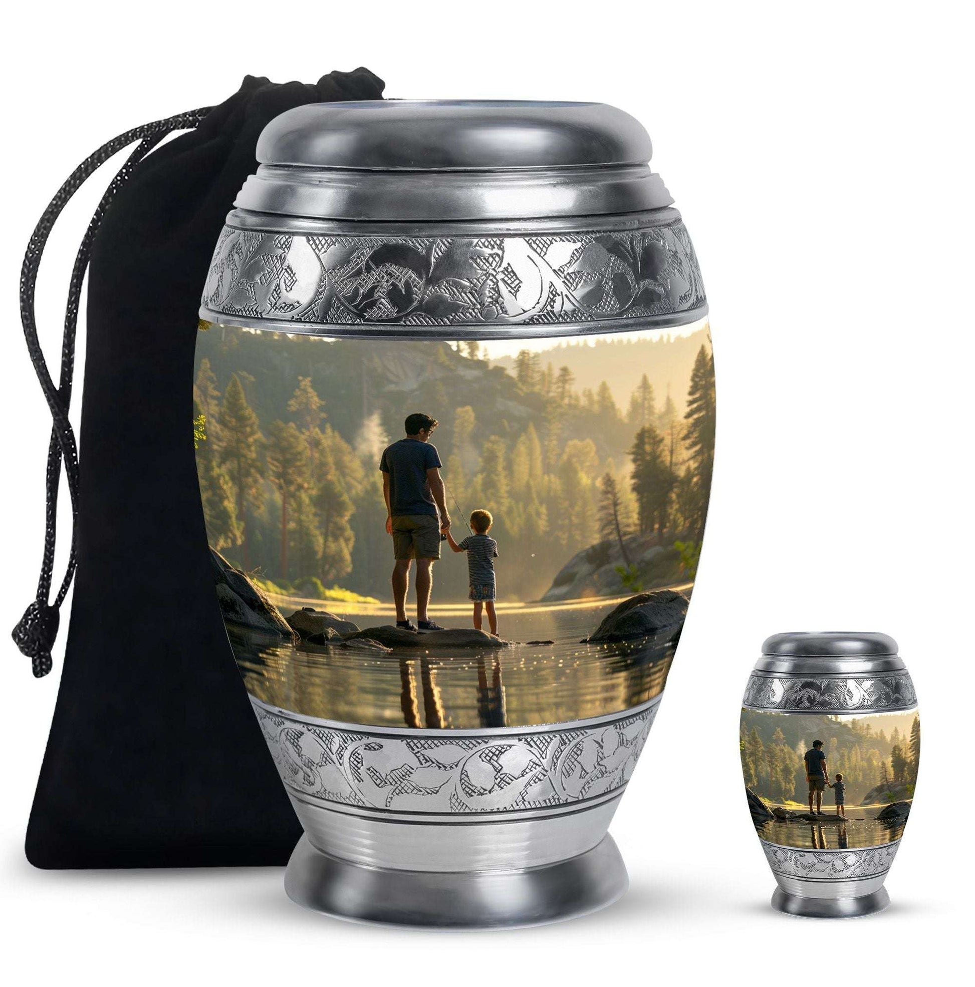 Father & Son Fishing Memorial Urn - Funeral Urns For Human Ashes