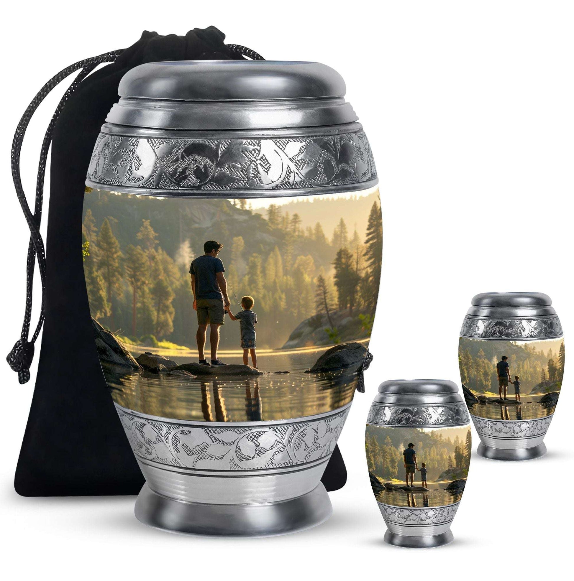 Father & Son Fishing Memorial Urn - Funeral Urns For Human Ashes