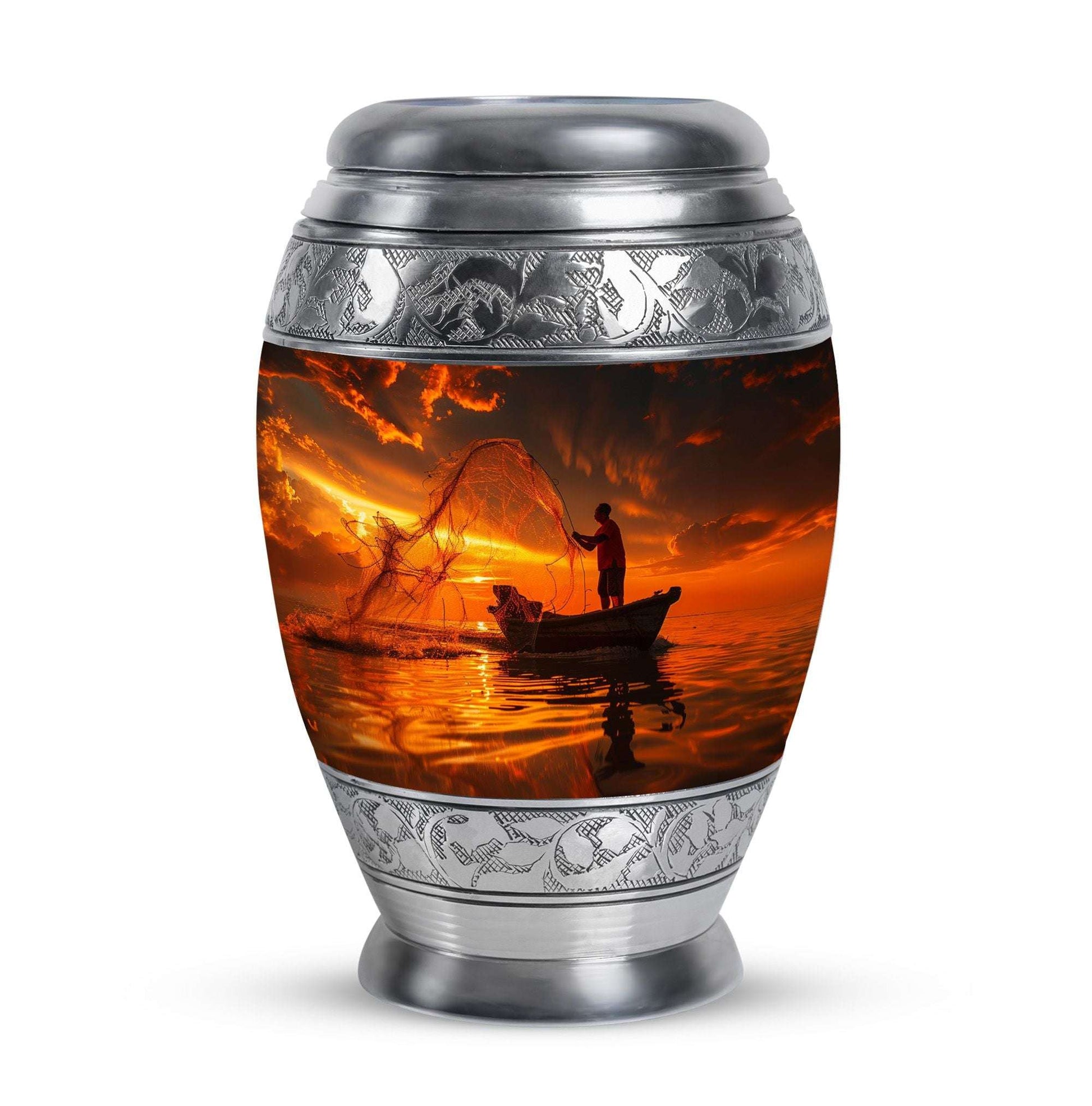 Sunset Memorial Urn For Ashes - Fishermen Cremation Urn For Adults
