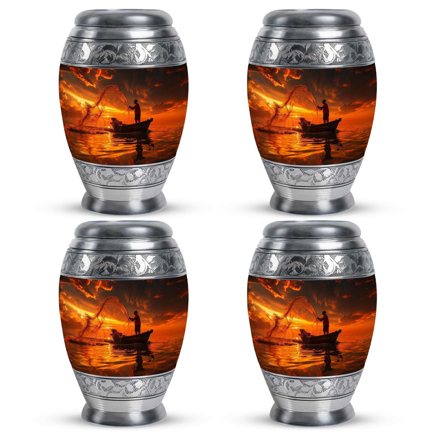 Sunset Memorial Urn For Ashes - Fishermen Cremation Urn For Adults