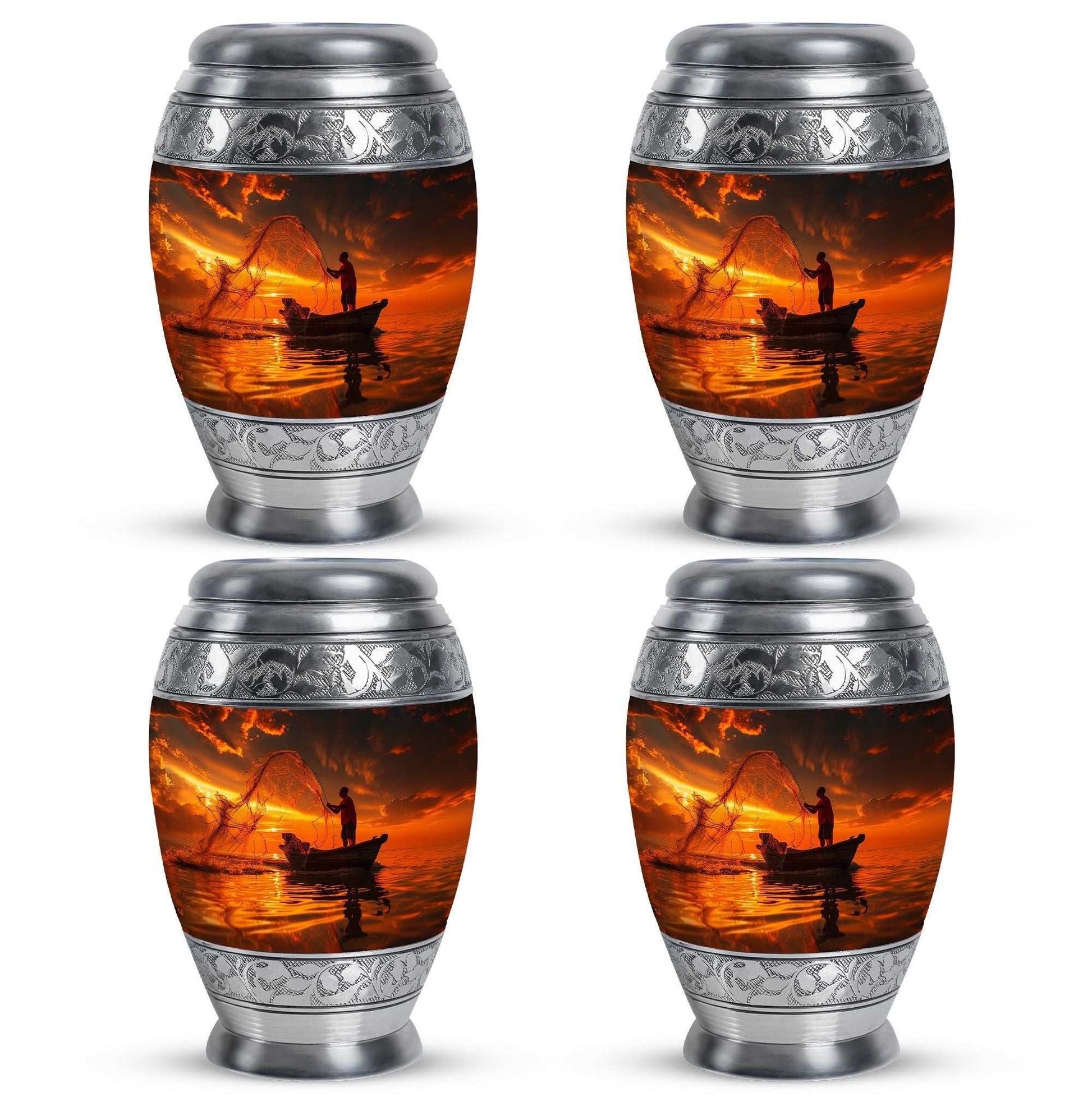 Sunset Memorial Urn For Ashes - Fishermen Cremation Urn For Adults