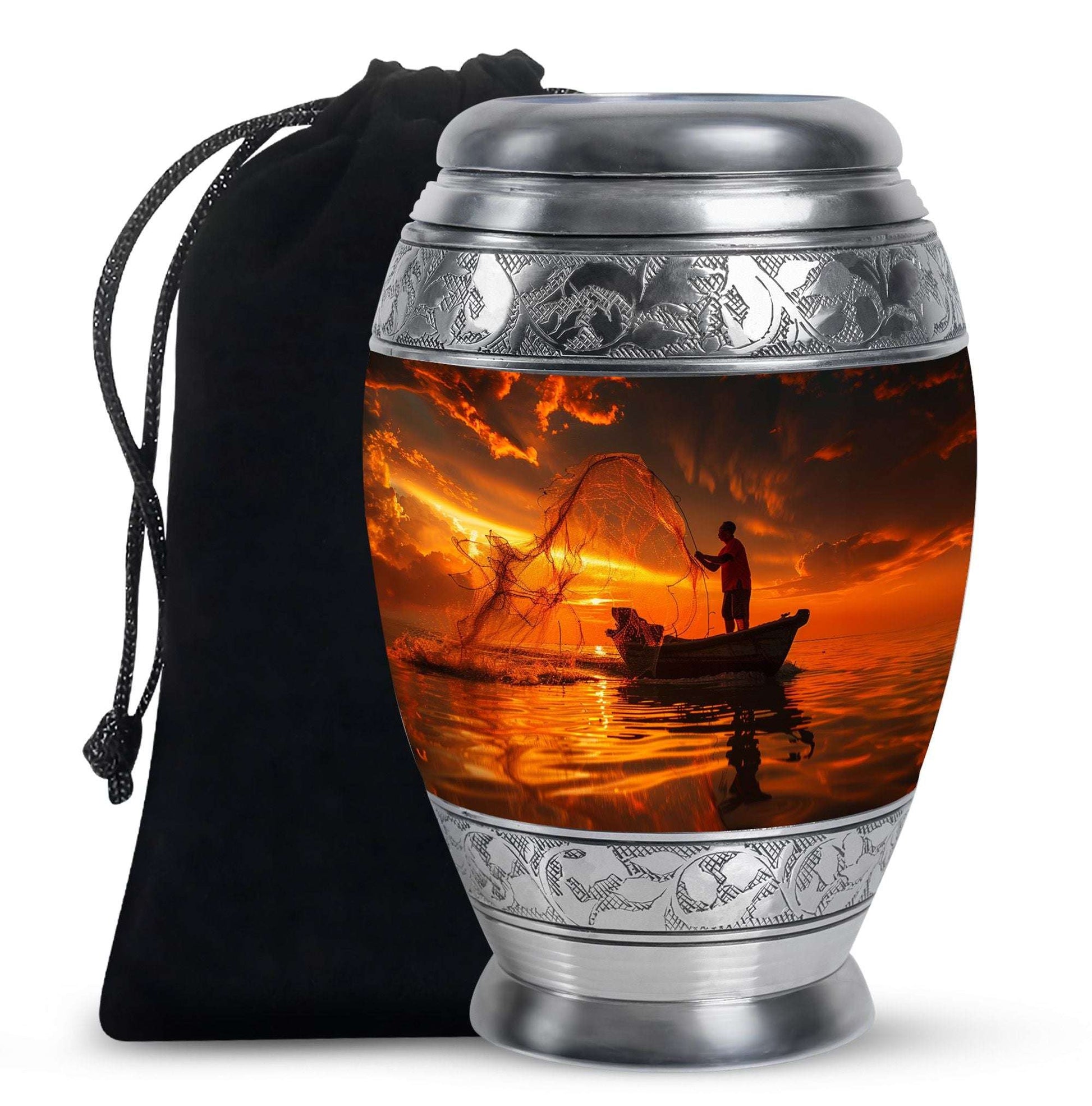 Sunset Memorial Urn For Ashes - Fishermen Cremation Urn For Adults