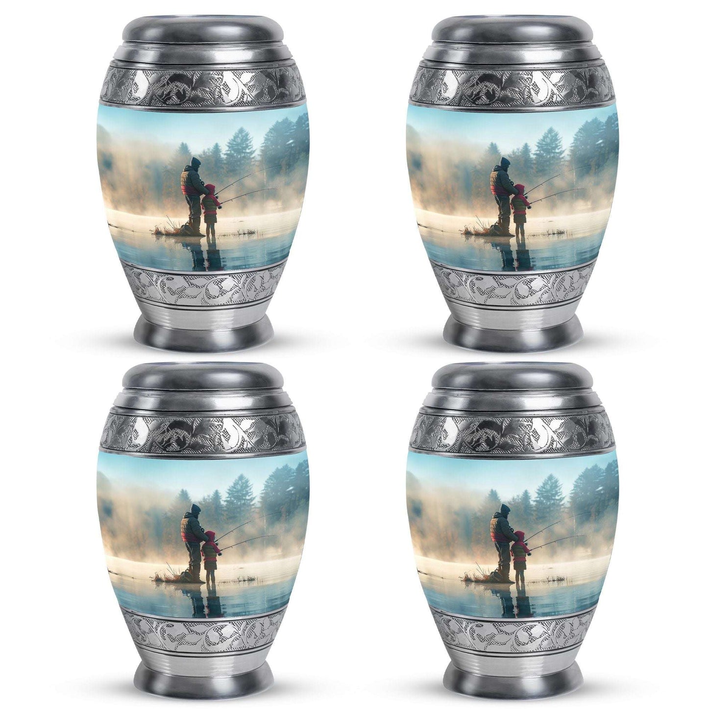 Fishing Adult Cremation Urns For Ashes - Father And Daughter Memorial Urn