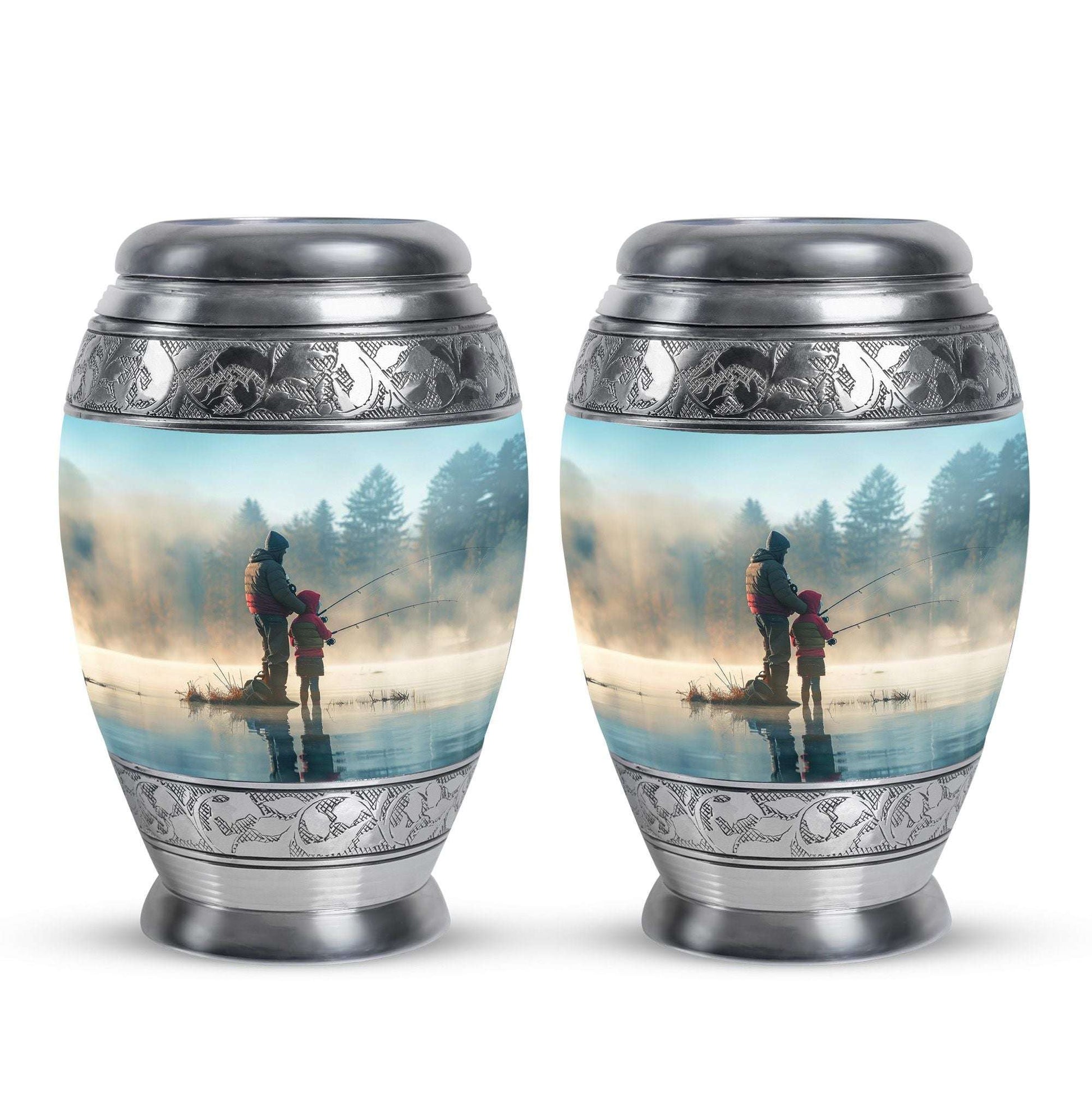 Fishing Adult Cremation Urns For Ashes - Father And Daughter Memorial Urn