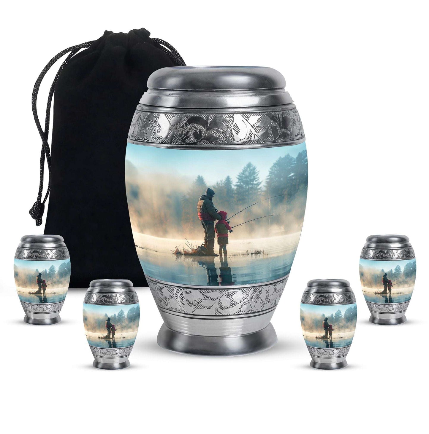 Fishing Adult Cremation Urns For Ashes - Father And Daughter Memorial Urn