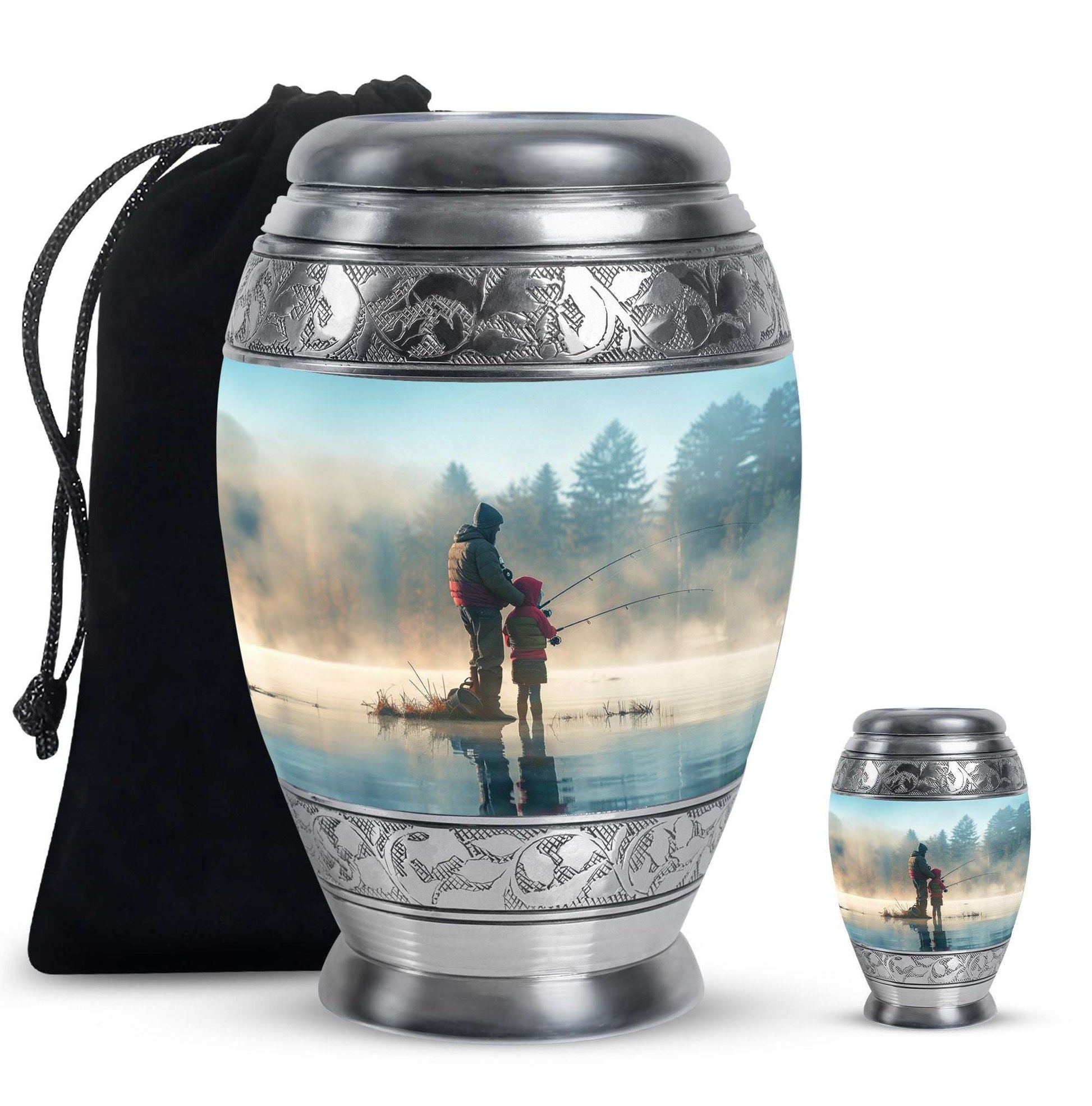 Fishing Adult Cremation Urns For Ashes - Father And Daughter Memorial Urn