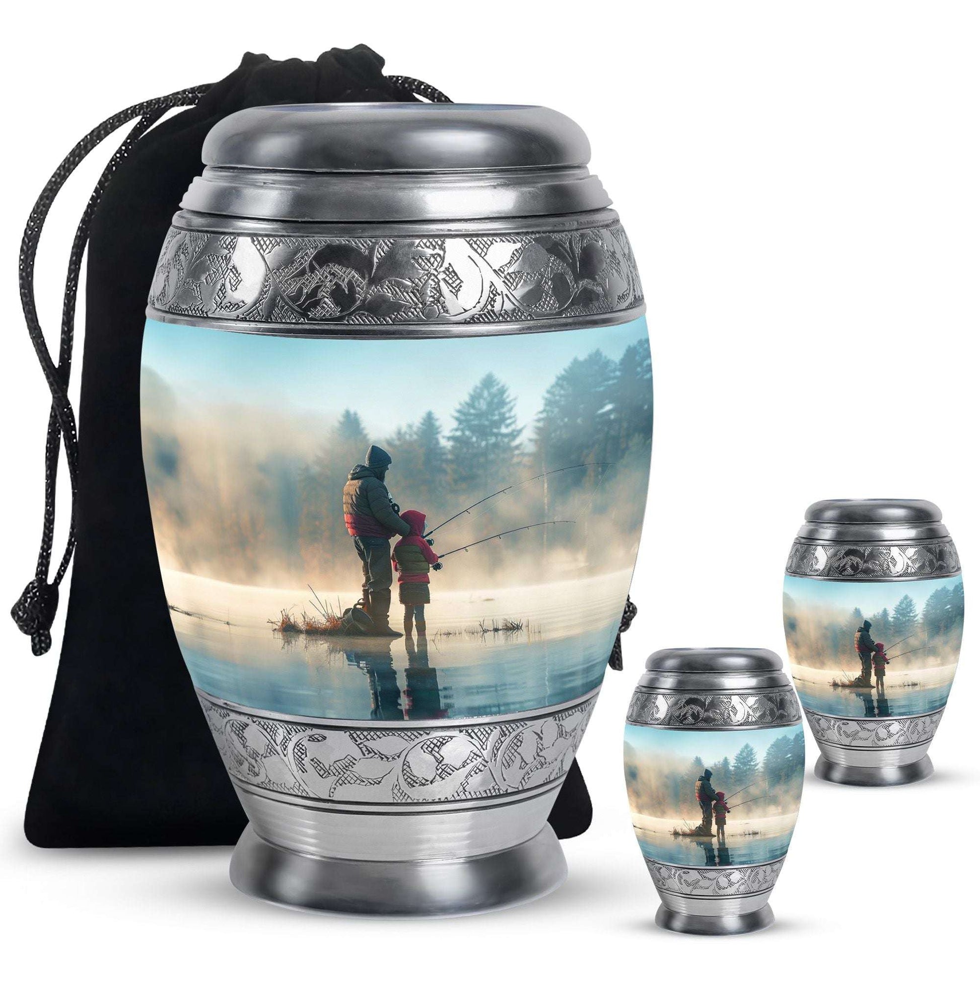 Fishing Adult Cremation Urns For Ashes - Father And Daughter Memorial Urn