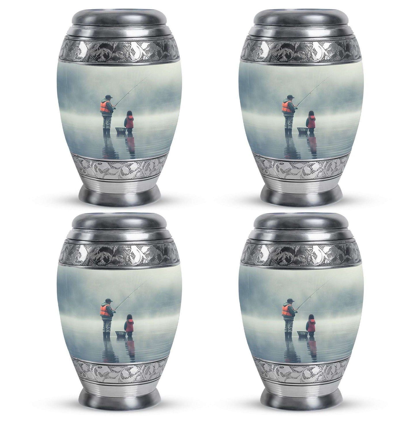 Fishing Memorial Urn For Fathers - Fishermen Cremation Urn For Funeral