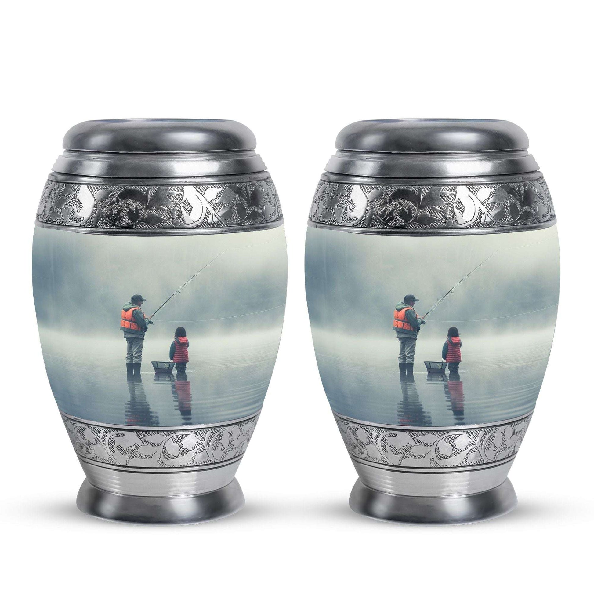 Fishing Memorial Urn For Fathers - Fishermen Cremation Urn For Funeral