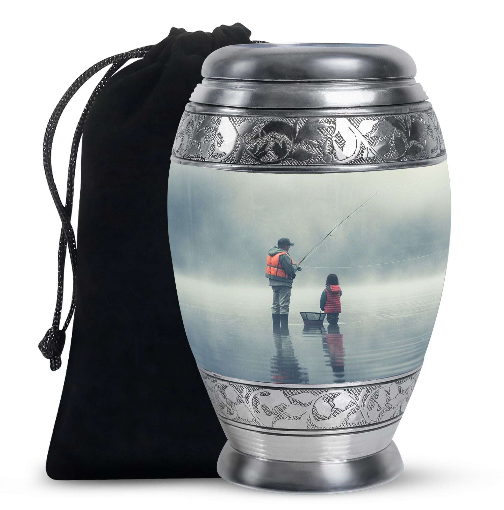 Fishing Memorial Urn For Fathers - Fishermen Cremation Urn For Funeral