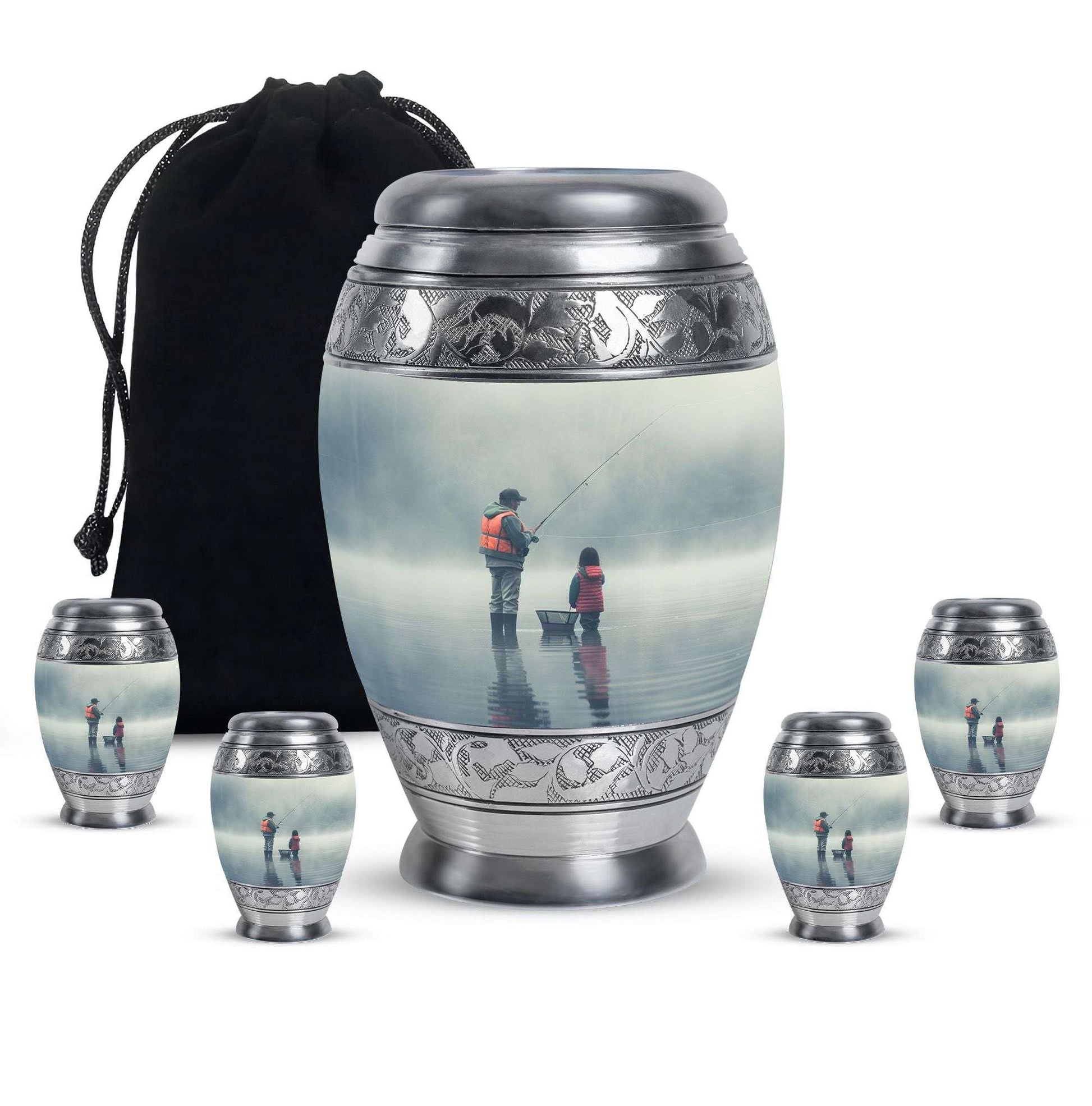 Fishing Memorial Urn For Fathers - Fishermen Cremation Urn For Funeral