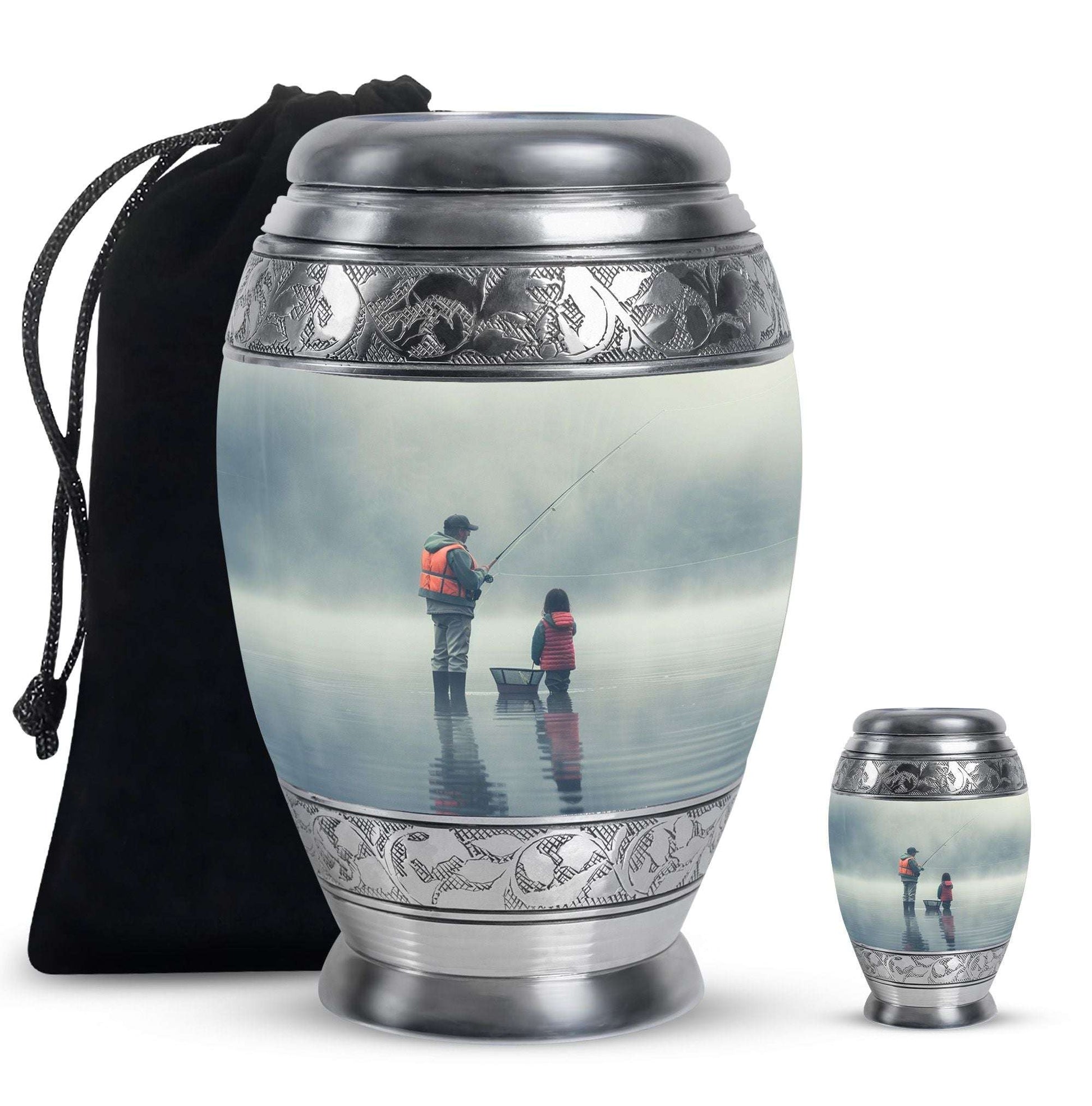 Fishing Memorial Urn For Fathers - Fishermen Cremation Urn For Funeral
