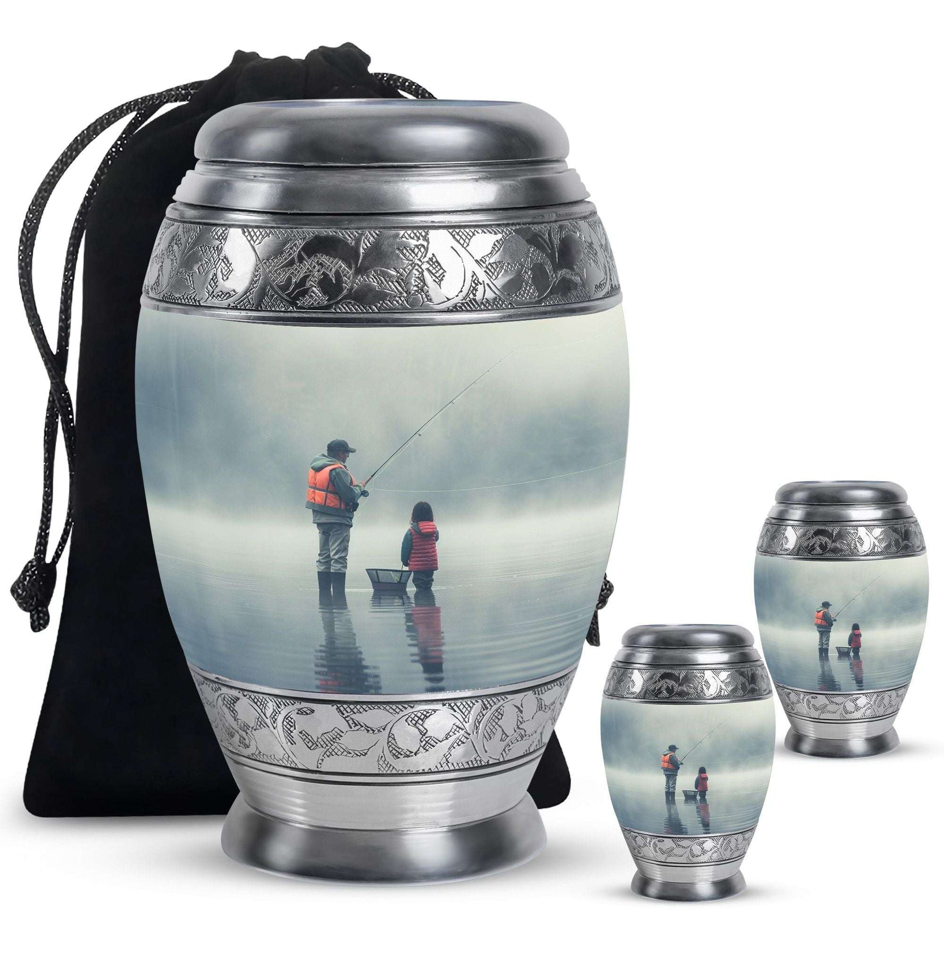 Fishing Memorial Urn For Fathers - Fishermen Cremation Urn For Funeral