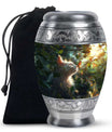 Majestic White Cat Urns For Funeral - Cat & Butterfly Memorial Urn