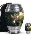 Majestic White Cat Urns For Funeral - Cat & Butterfly Memorial Urn