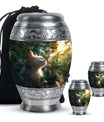 Majestic White Cat Urns For Funeral - Cat & Butterfly Memorial Urn