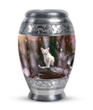 White Cat Cremation Urn For Mom Ashes - Pet Memorial Urn For Cats