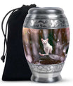 White Cat Cremation Urn For Mom Ashes - Pet Memorial Urn For Cats